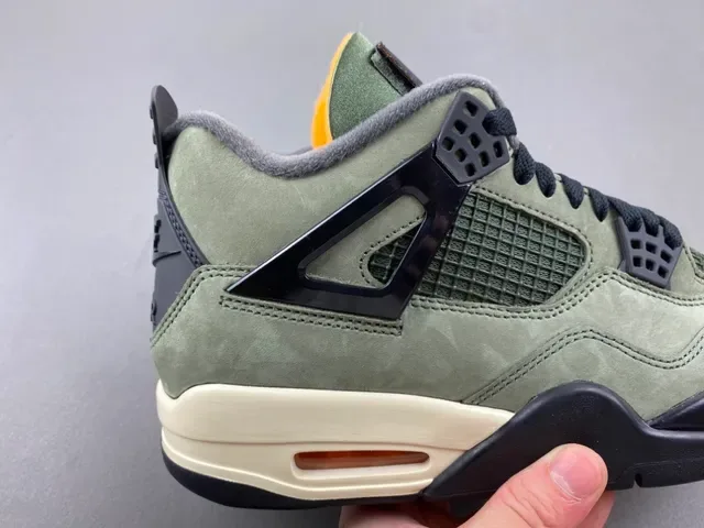 Air Jordan 4 Zapatillas de Baloncesto de Ante Verde Oliva de Alto 3