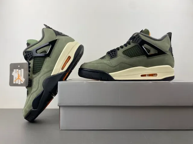 Air Jordan 4 Zapatillas de Baloncesto de Ante Verde Oliva de Alto 15