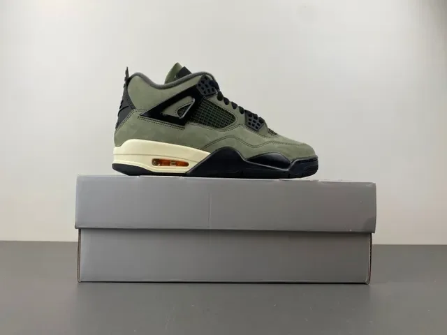 Air Jordan 4 Zapatillas de Baloncesto de Ante Verde Oliva de Alto 16