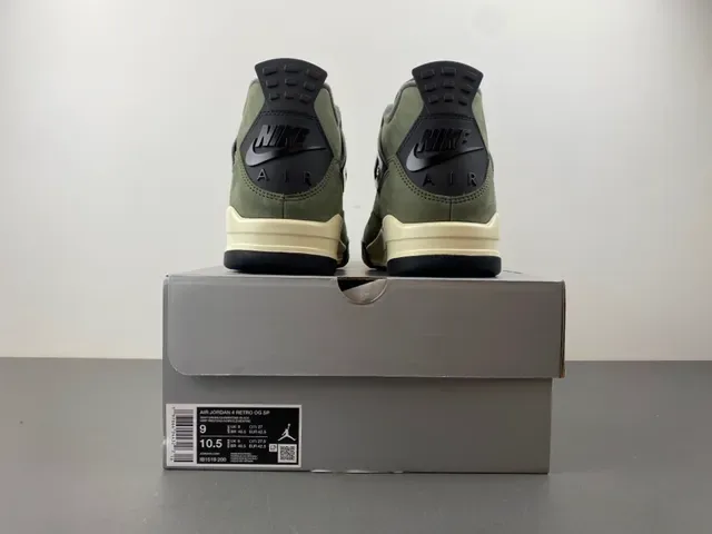Air Jordan 4 Zapatillas de Baloncesto de Ante Verde Oliva de Alto 18