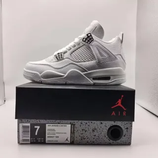 Air Jordan 4 Retro 白/银 篮球鞋