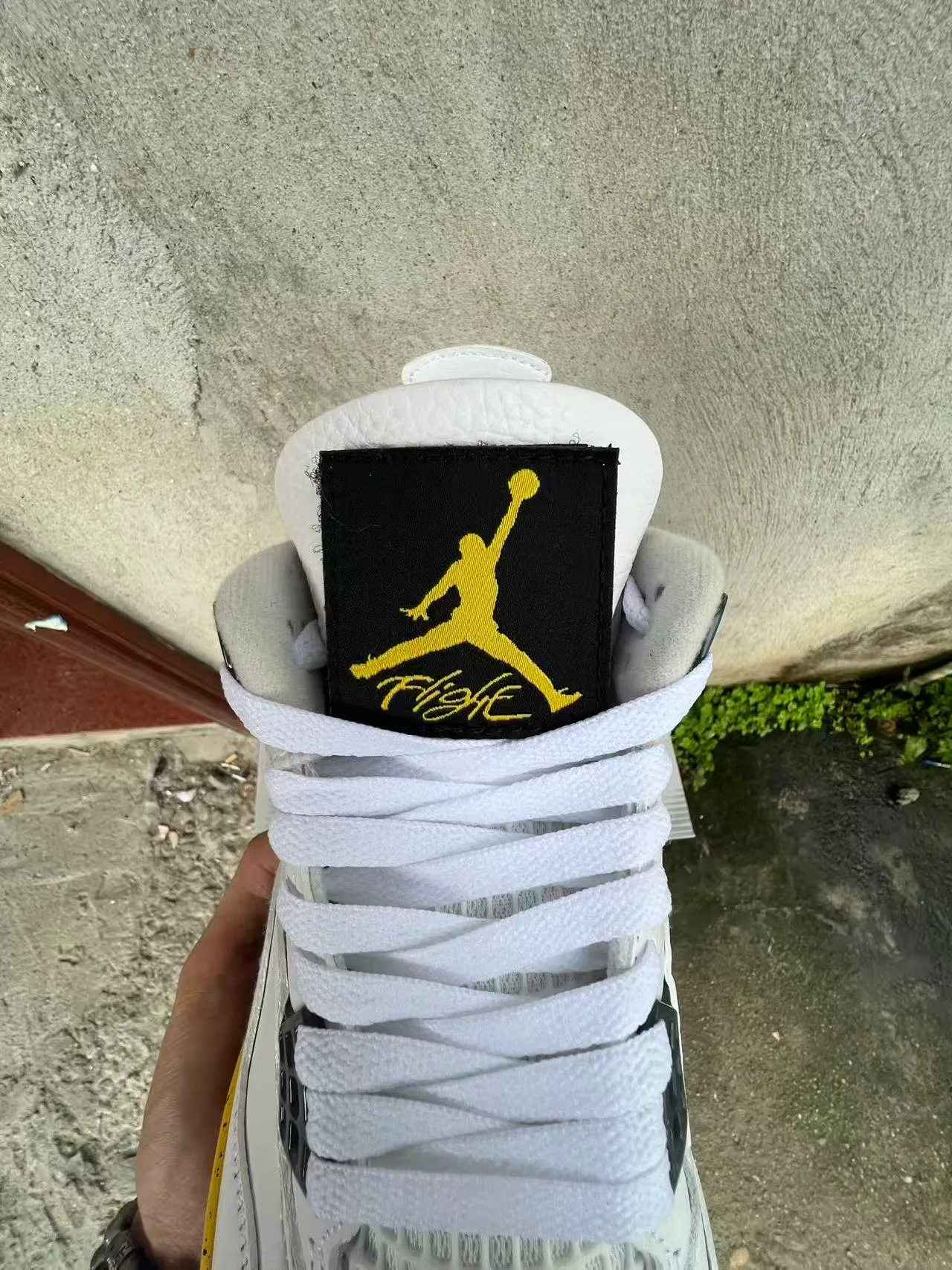 Air Jordan 4 zapatillas de baloncesto blanco negro amarillo moteado 4