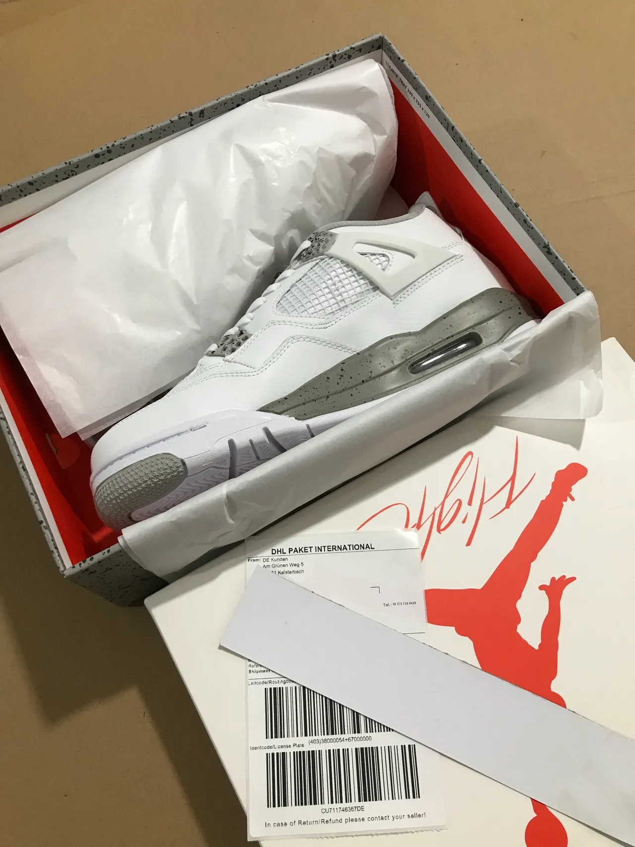 Air Jordan 4 White Gray Speckled Basketball Shoes 8