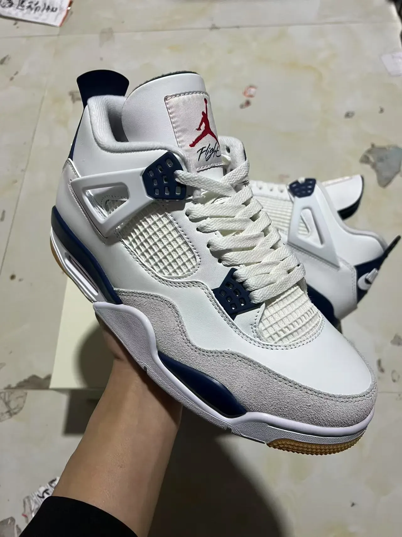 Air Jordan 4 Branco Navy Gum Tênis de Basquete 2