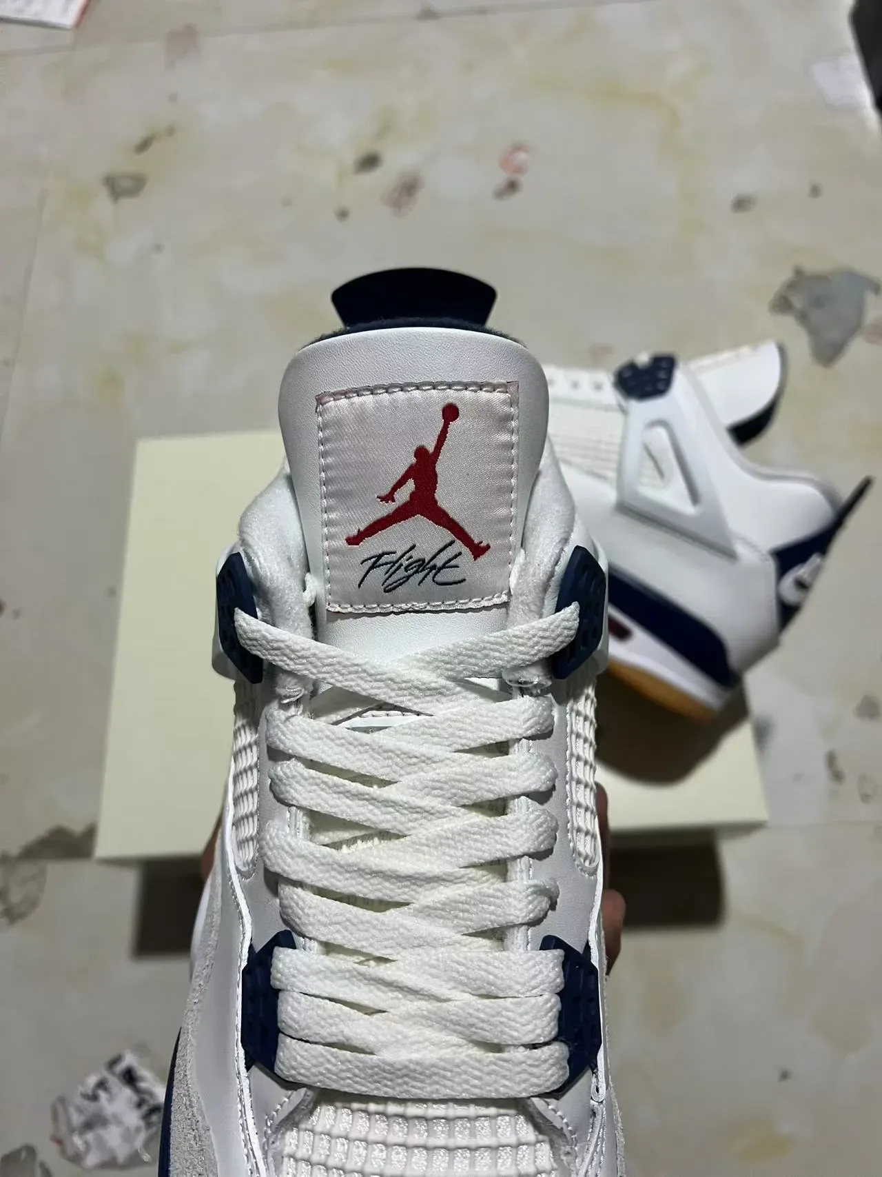 Air Jordan 4 Branco Navy Gum Tênis de Basquete 4