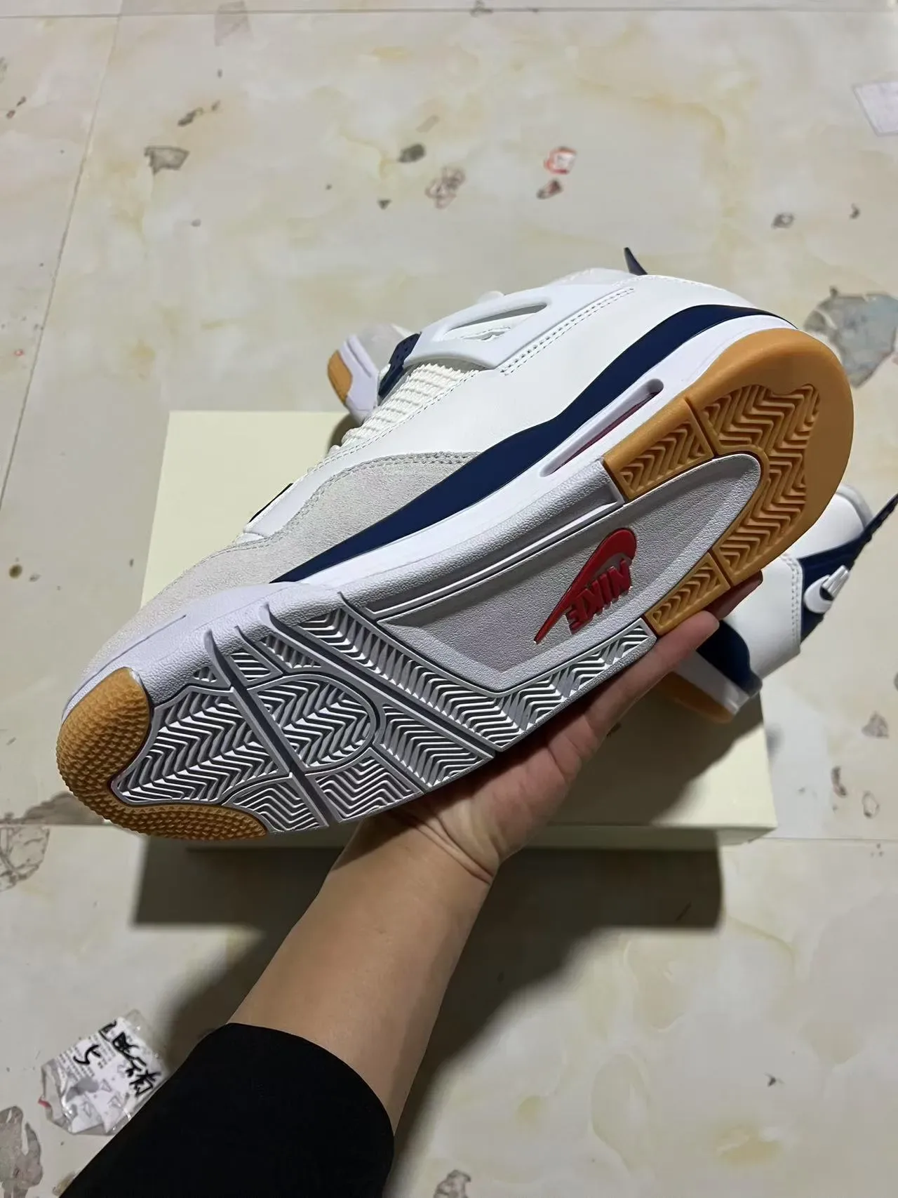 Air Jordan 4 Branco Navy Gum Tênis de Basquete 6