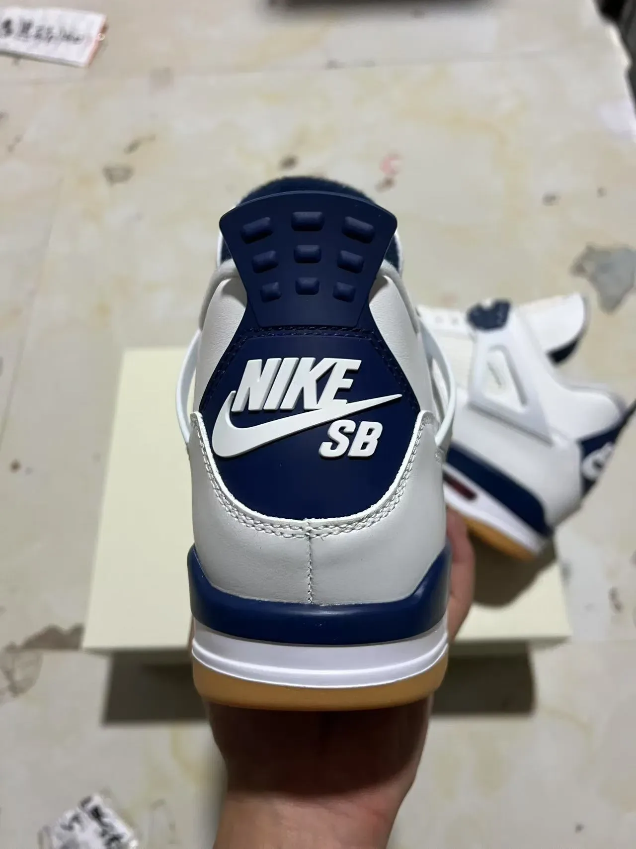 Air Jordan 4 Branco Navy Gum Tênis de Basquete 8