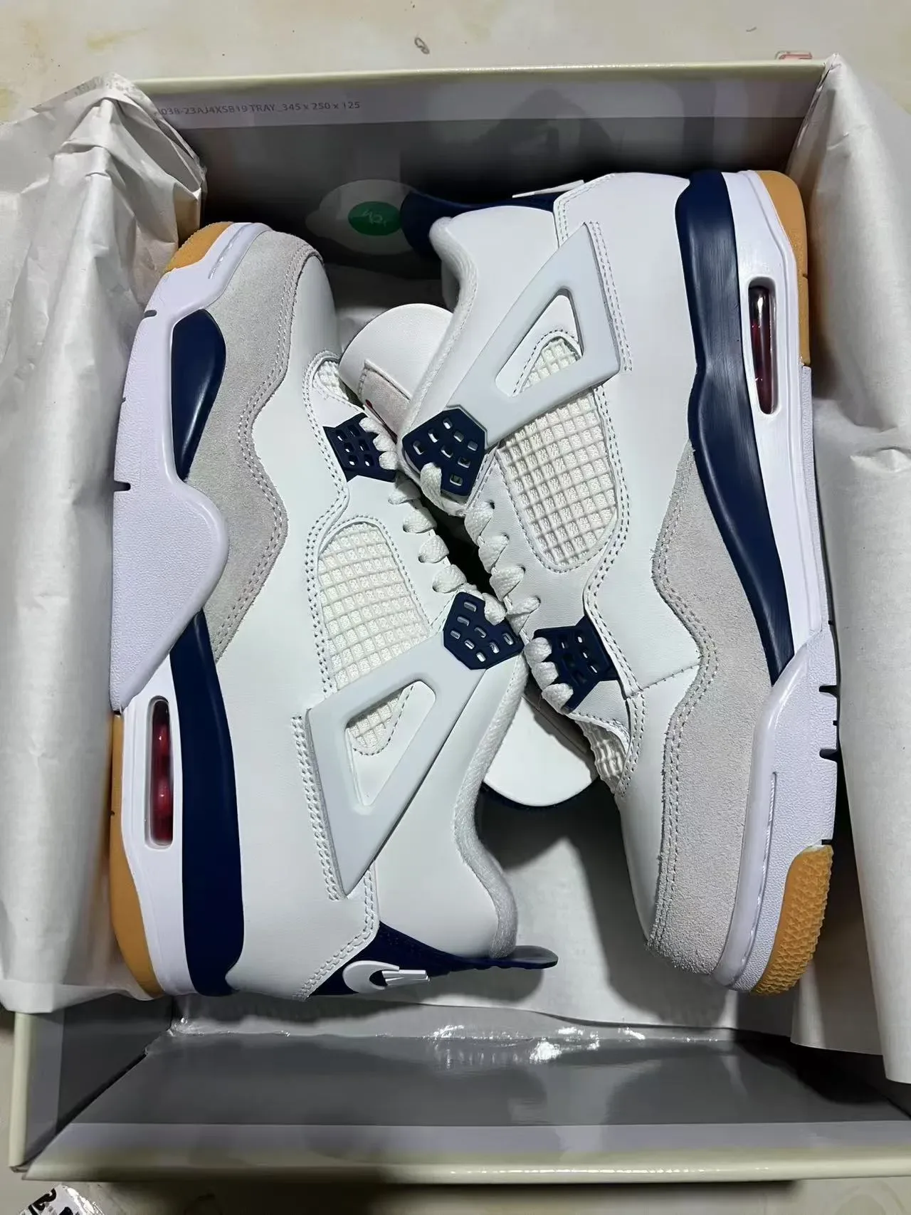 Air Jordan 4 Branco Navy Gum Tênis de Basquete 9