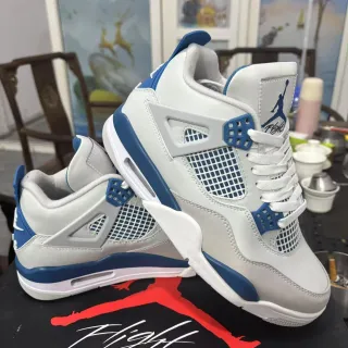 Tênis de basquete Air Jordan 4 branco azul royal
