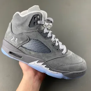 Air Jordan 5 Tênis de Basquete de Camurça Cinza Alto
