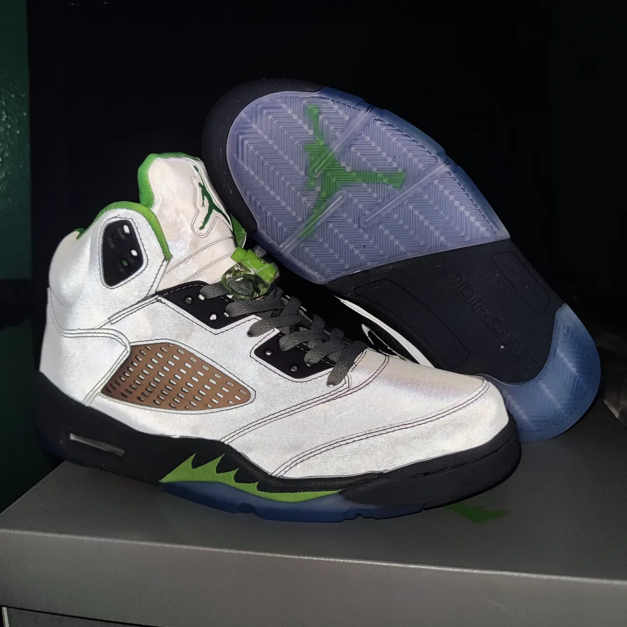 Air Jordan 5 浅灰色 霓虹绿 海军蓝 篮球鞋 5