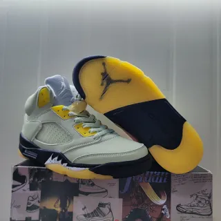 Air Jordan 5 Mint Yellow Navy Zapatos de Baloncesto