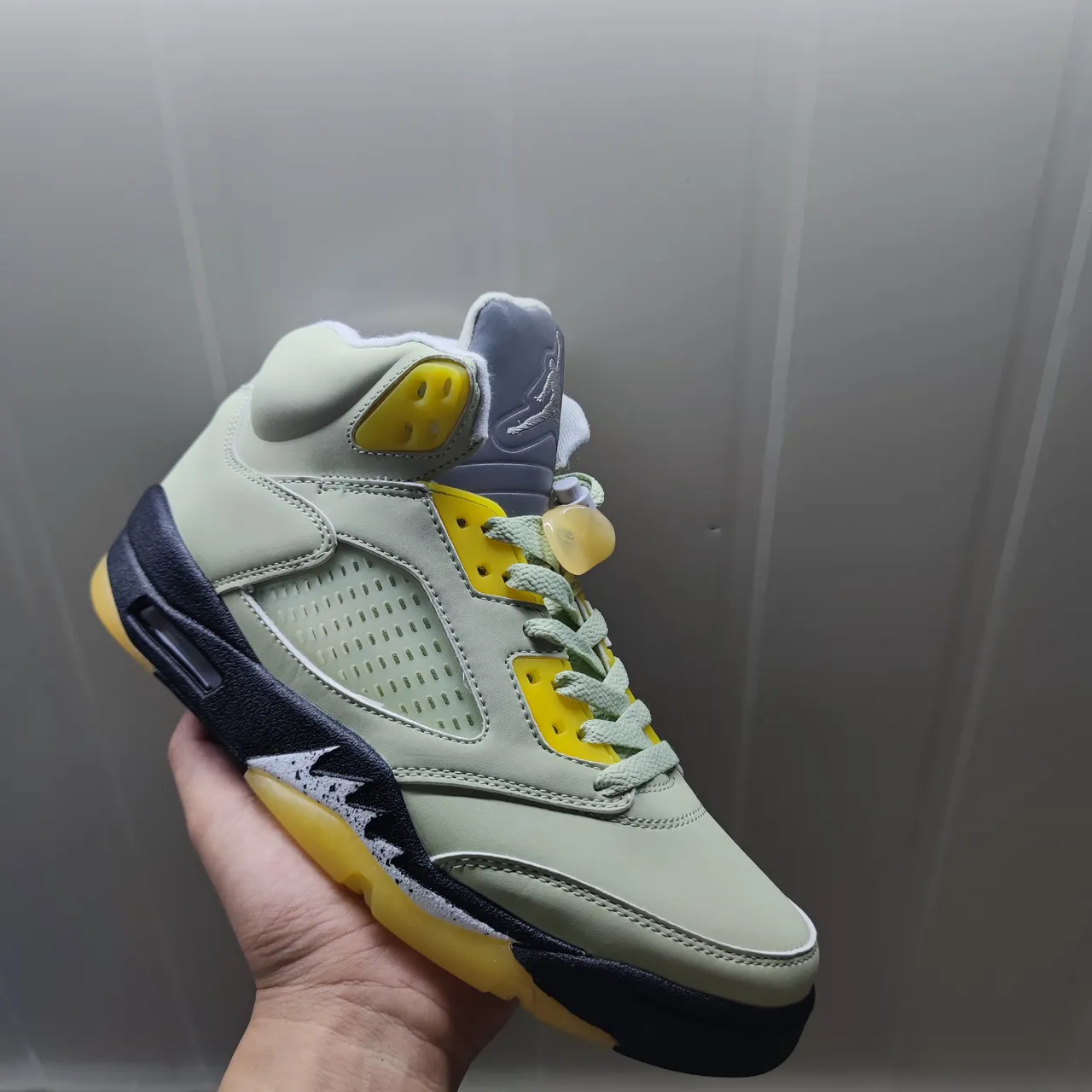 Air Jordan 5 Mint Yellow Navy Chaussures de Basketball 6