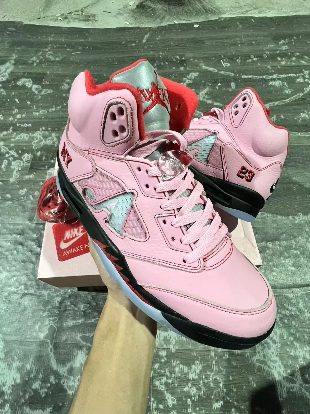 Air Jordan 5 Pink Black Red Basketball Shoes 2