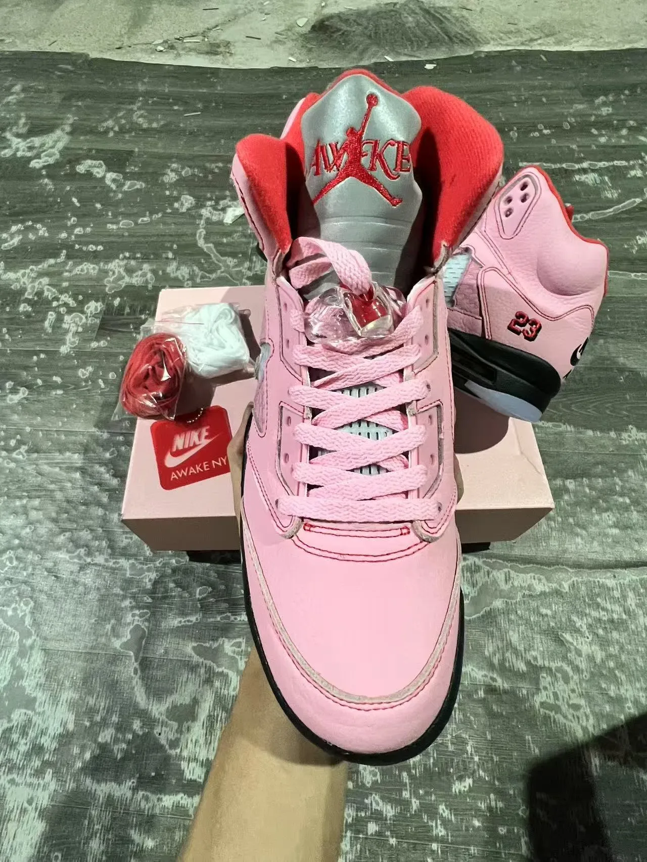 Air Jordan 5 Pink Black Red Basketball Shoes 3