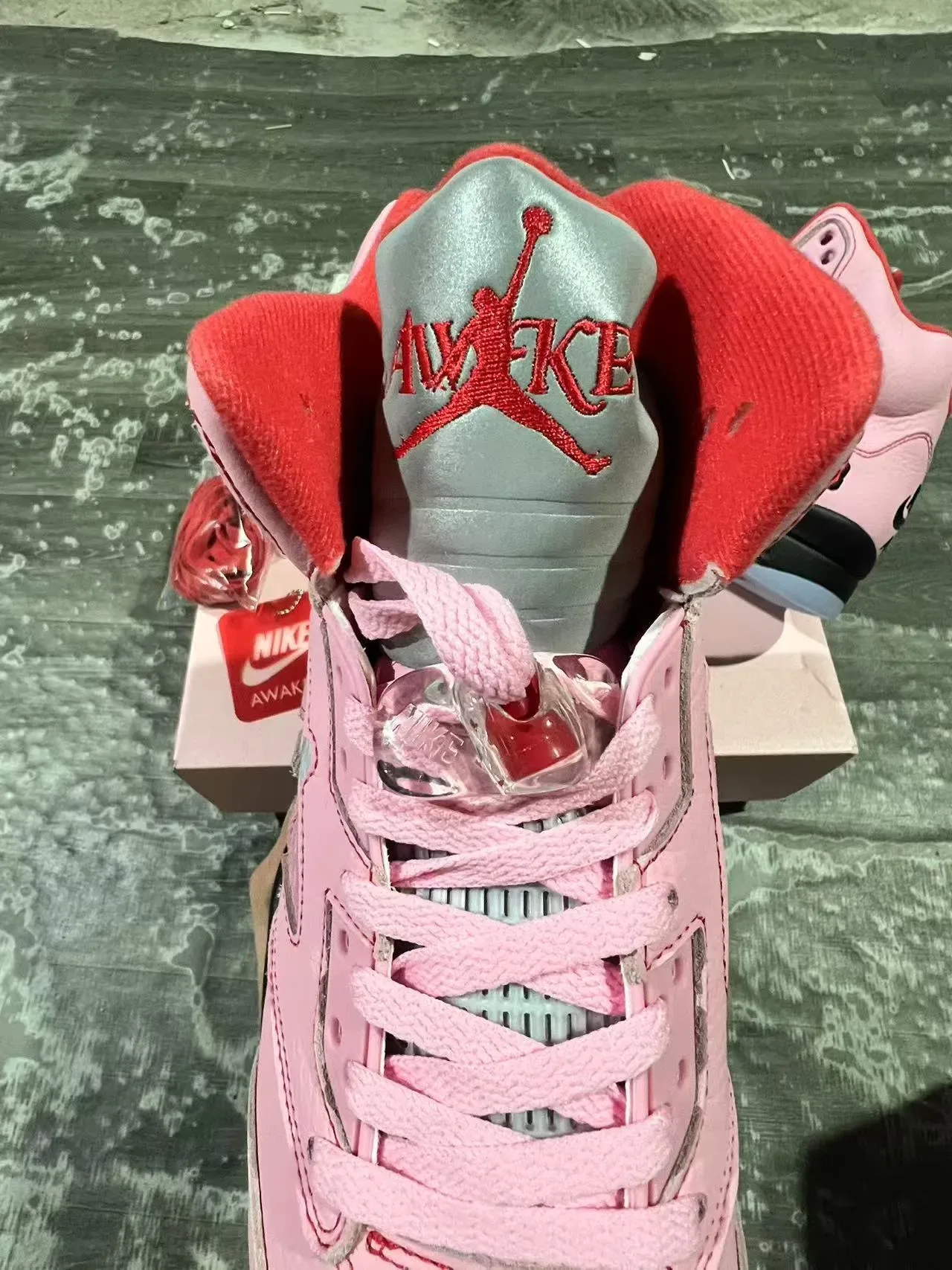 Air Jordan 5 Pink Black Red Basketball Shoes 4