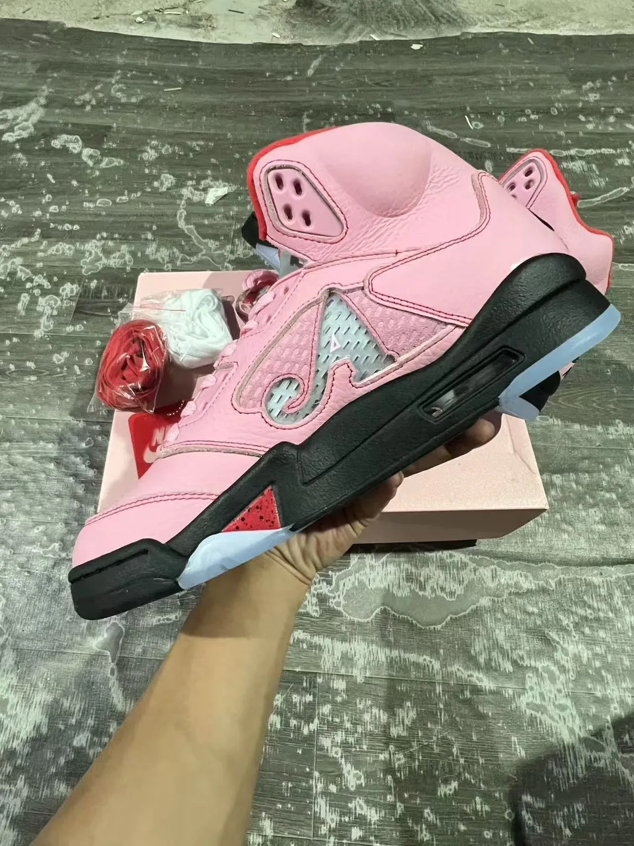 Air Jordan 5 Pink Black Red Basketball Shoes 5