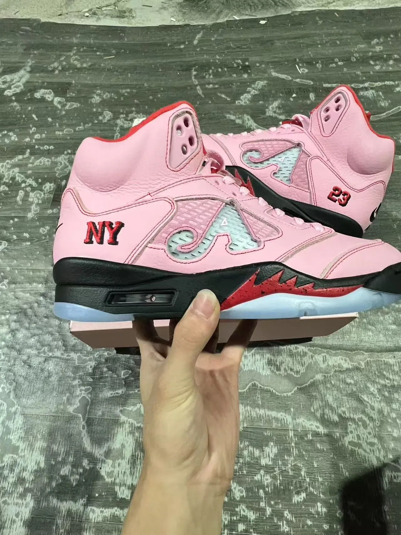 Air Jordan 5 Pink Black Red Basketball Shoes 7