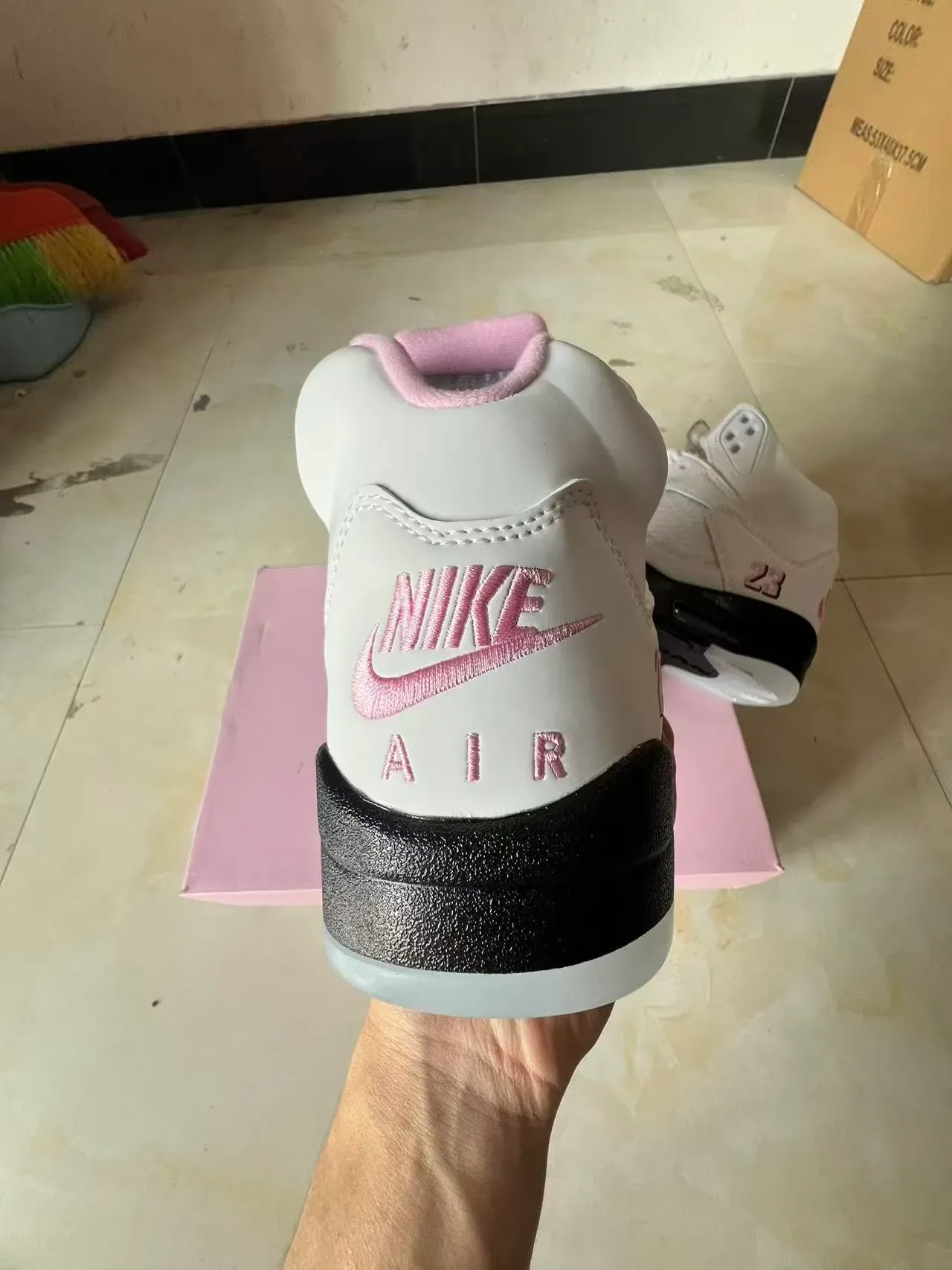 Air Jordan 5 White Black Pink Basketball Shoes 8