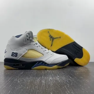 Air Jordan 5 白色海军蓝黄色篮球鞋
