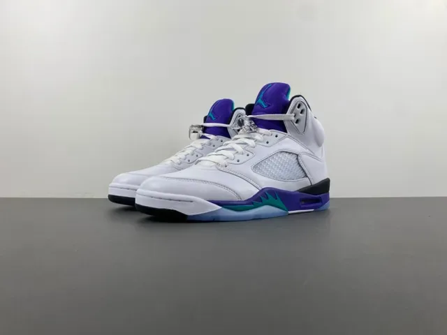 Air Jordan 5 Blanco Púrpura Turquesa Zapatillas de Baloncesto 10
