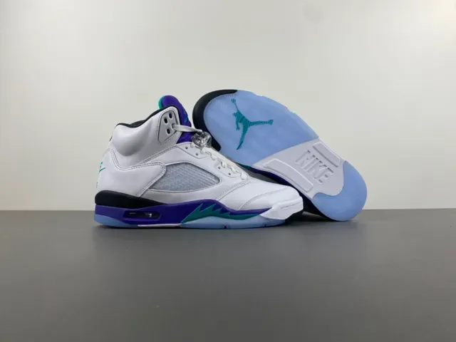 Air Jordan 5 Blanco Púrpura Turquesa Zapatillas de Baloncesto 12