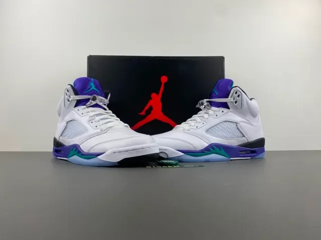Air Jordan 5 Blanco Púrpura Turquesa Zapatillas de Baloncesto 13