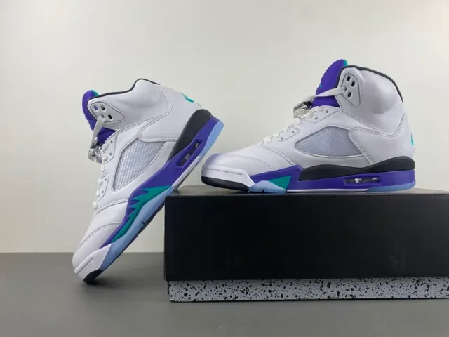 Air Jordan 5 Blanco Púrpura Turquesa Zapatillas de Baloncesto 14