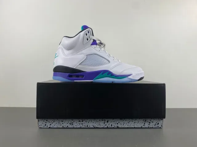 Air Jordan 5 Blanco Púrpura Turquesa Zapatillas de Baloncesto 15