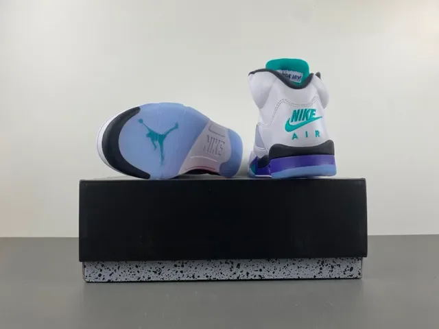 Air Jordan 5 Blanco Púrpura Turquesa Zapatillas de Baloncesto 16