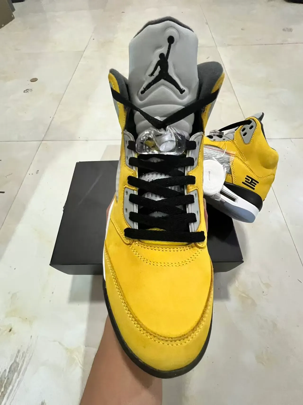 Air Jordan 5 Yellow Black Gray Basketball Shoes 3