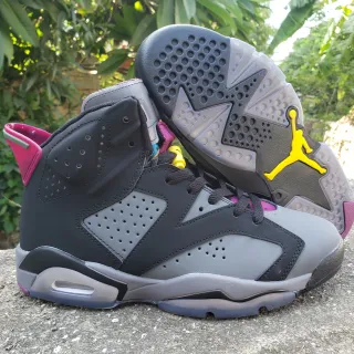 Air Jordan 6 Tênis de basquete preto cinza magenta amarelo