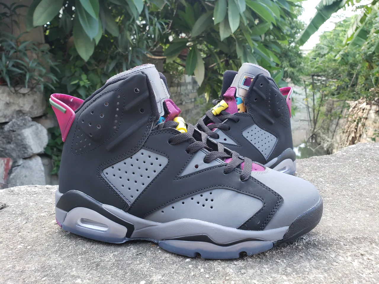 Air Jordan 6 काले ग्रे मैजेंटा पीले बास्केटबॉल जूते 3
