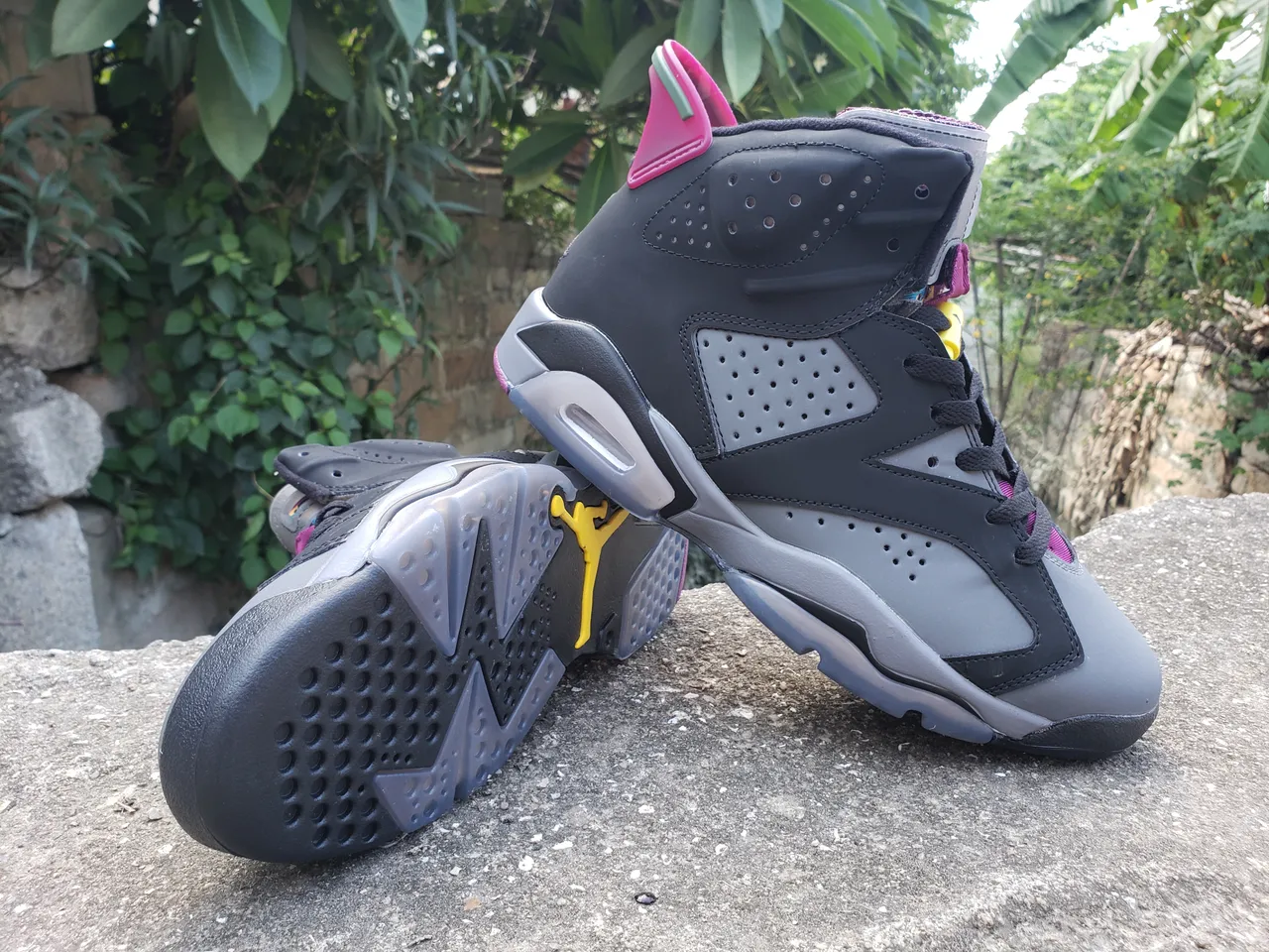 Air Jordan 6 काले ग्रे मैजेंटा पीले बास्केटबॉल जूते 4
