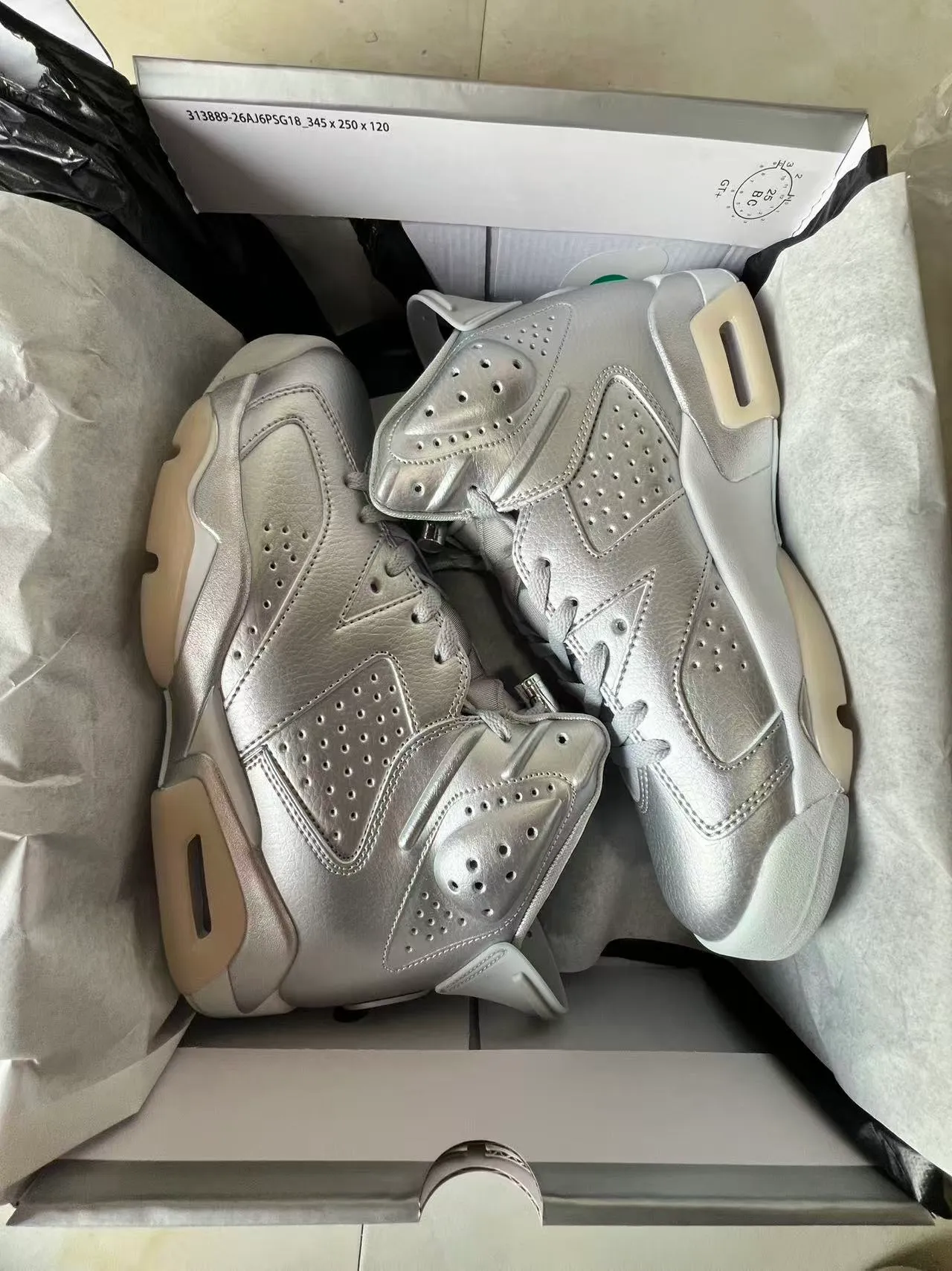 Air Jordan 6 मेटैलिक सिल्वर हाई-टॉप बास्केटबॉल जूते 9