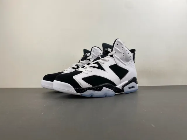 Air Jordan 6 Tênis de Basquete Branco Preto Com Manchas 10