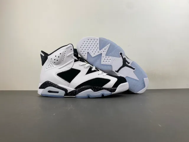 Air Jordan 6 Tênis de Basquete Branco Preto Com Manchas 12