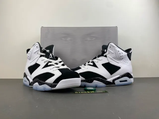 Air Jordan 6 Tênis de Basquete Branco Preto Com Manchas 13