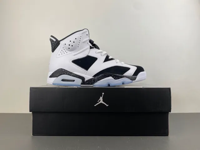 Air Jordan 6 Tênis de Basquete Branco Preto Com Manchas 15
