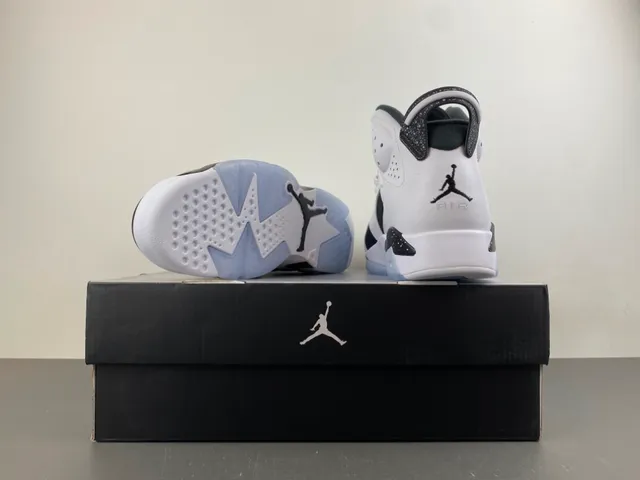 Air Jordan 6 Tênis de Basquete Branco Preto Com Manchas 16