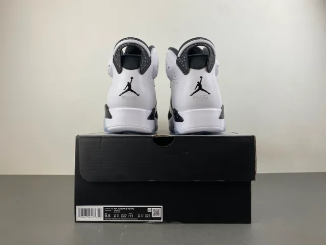 Air Jordan 6 Tênis de Basquete Branco Preto Com Manchas 17