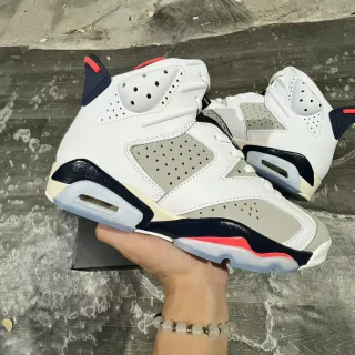 Zapatillas de baloncesto Air Jordan 6 blanco gris claro azul marino rojo