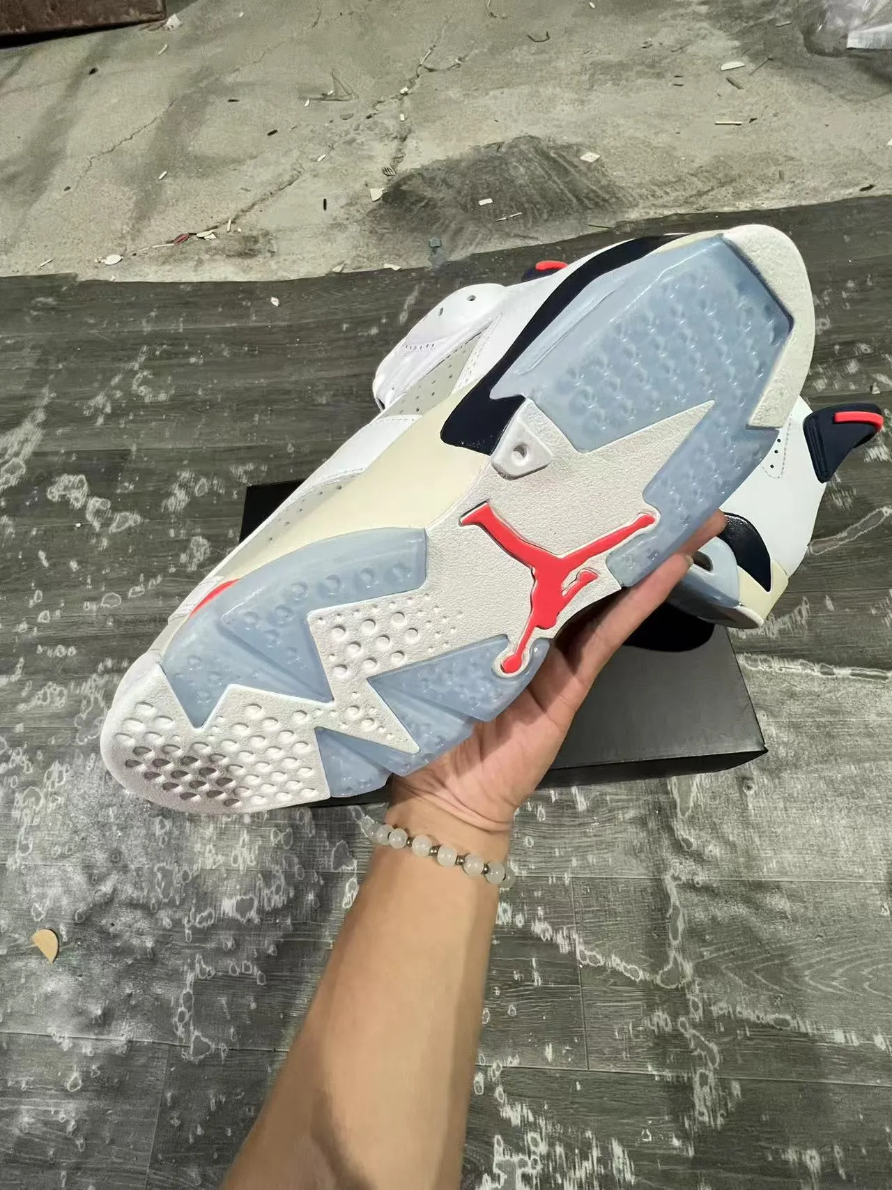 Tênis de basquete Air Jordan 6 branco cinza-claro azul-marinho vermelho 6