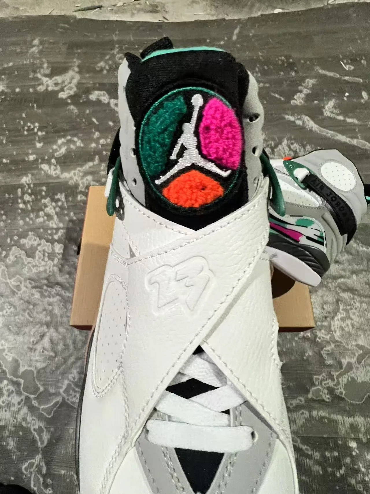Air Jordan 8 Blanco Turquesa Rosa Negro Zapatos de Baloncesto 4