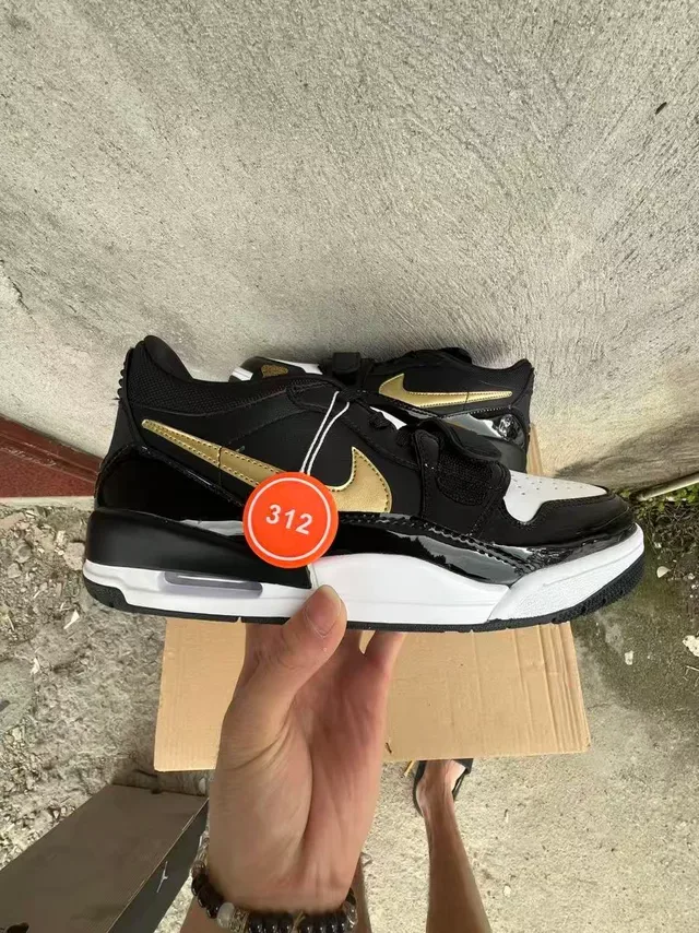 Air Jordan Black Gold Patent Leather Swoosh Overlay Sneakers 7