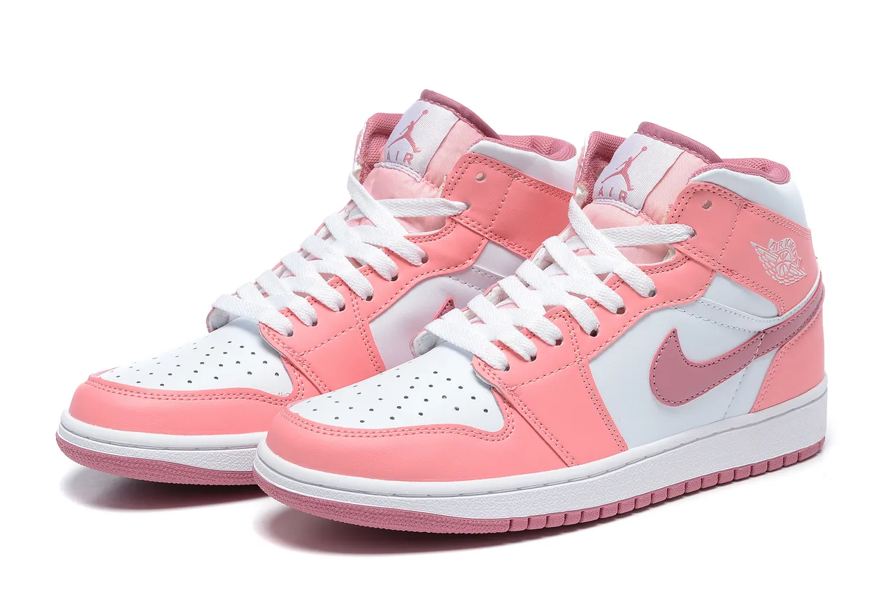 Air Jordan 粉白高帮冲孔鞋头篮球鞋 5
