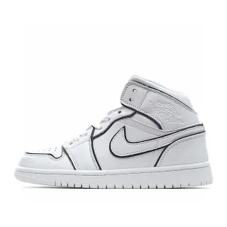 Air Jordan 白黑高帮皮革鞋面篮球鞋