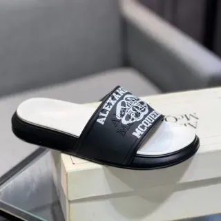 Alexander McQueen Logo Slide Black and White Slippers