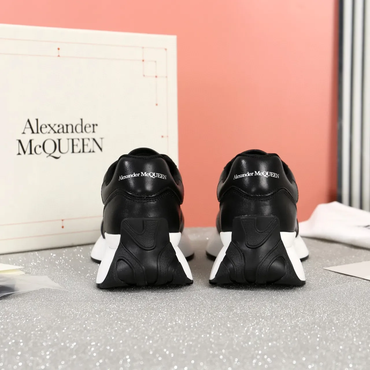 Alexander McQueen Oversized Sneaker Black and White Lifestyle Sneakers 2