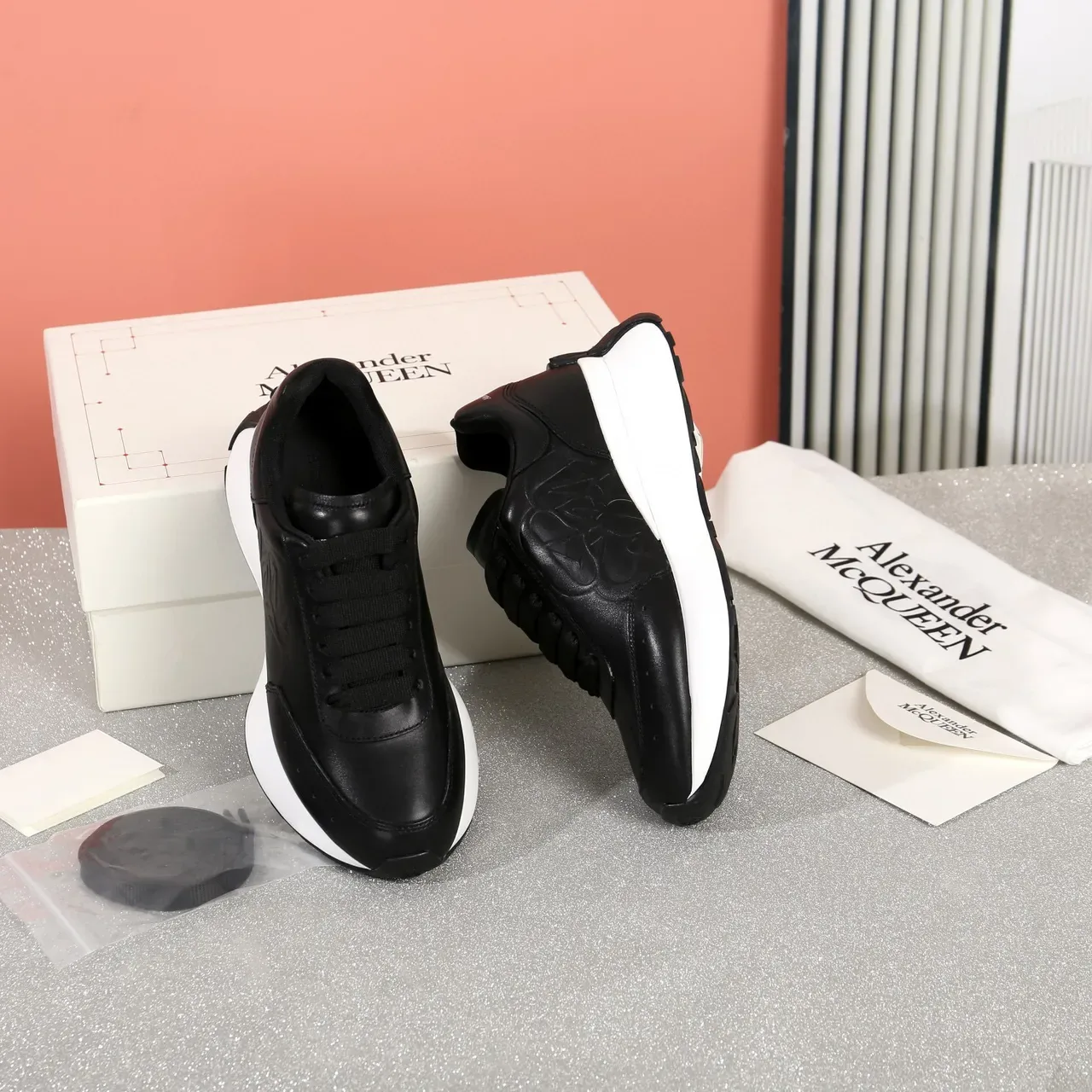 Alexander McQueen Oversized Sneaker Black and White Lifestyle Sneakers 6
